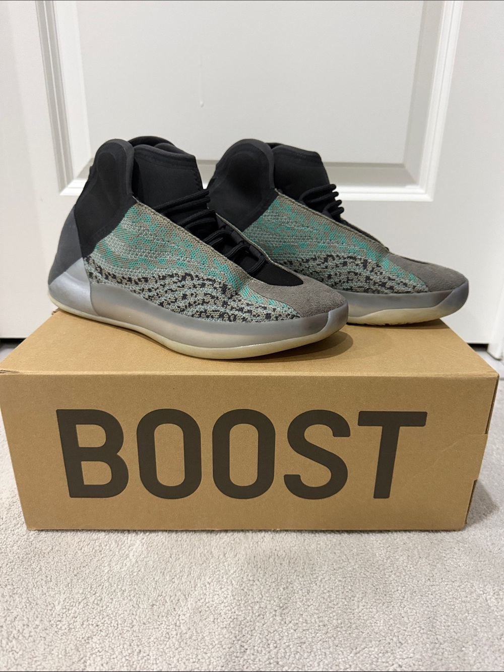 Adidas Yeezy BOOST Quantum Teal/Grey High-Top Sneakers